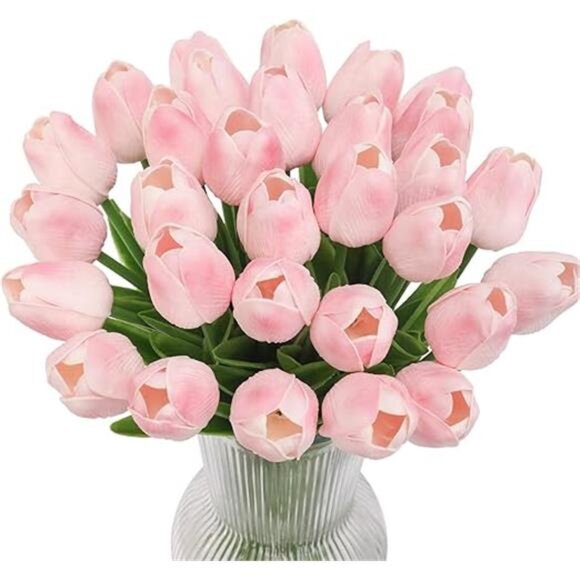 30 Pcs Fake Latex Tulips Artificial Flowers Faux Tulip Stems Real Touch Tulips - Picture 7 of 7